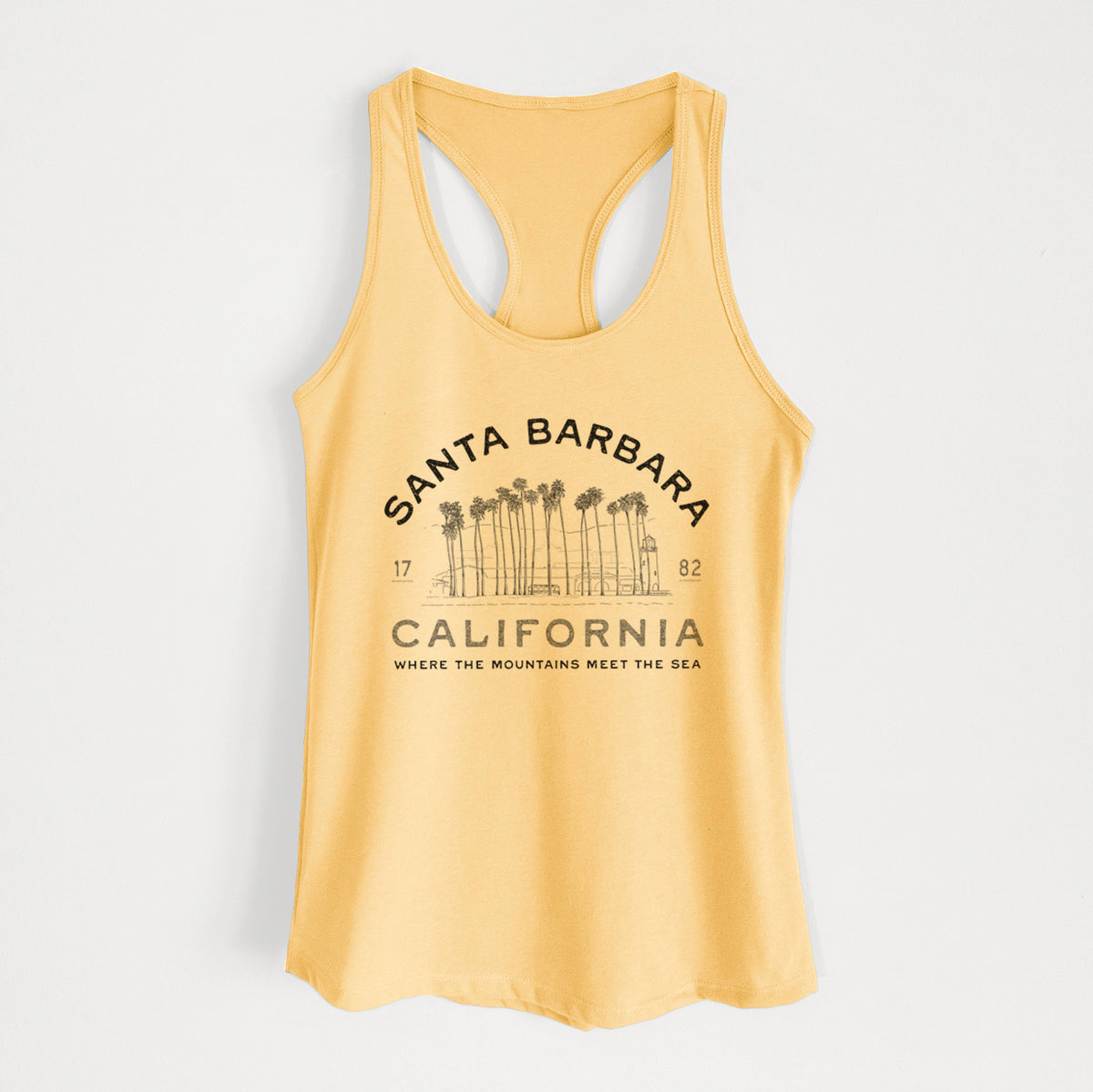 Santa Barbara California - Row of Palms - Women's Racerback Tanktop