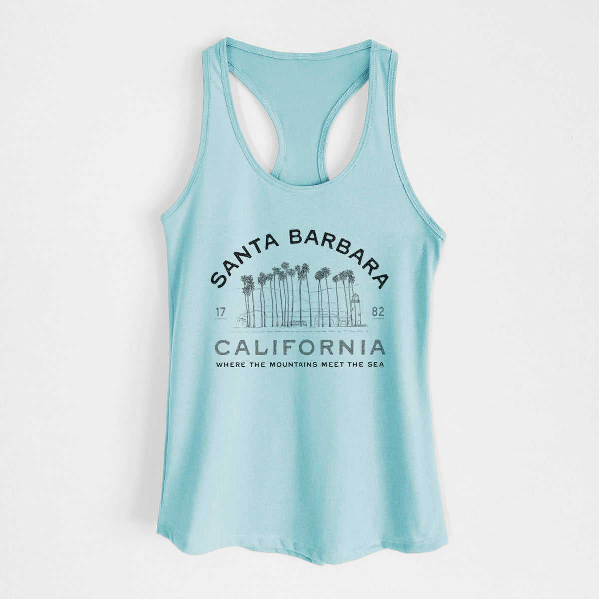 Santa Barbara California - Row of Palms - Women's Racerback Tanktop