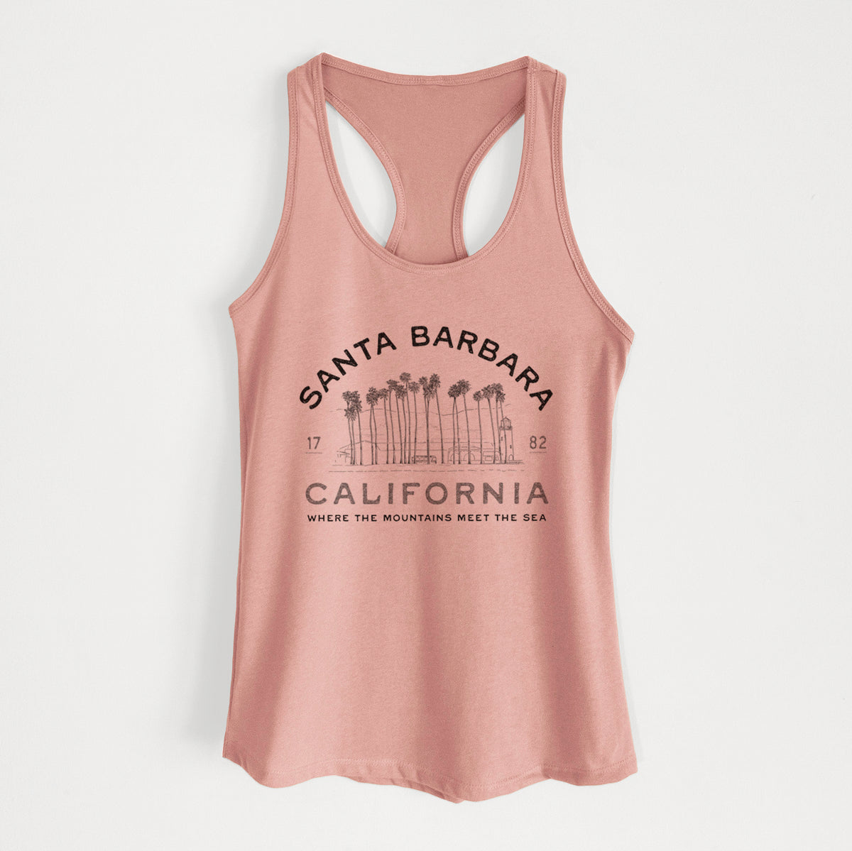 Santa Barbara California - Row of Palms - Women's Racerback Tanktop