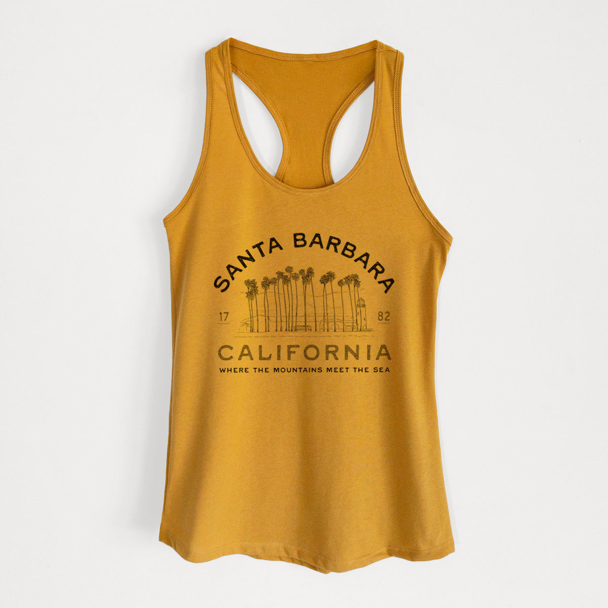 Santa Barbara California - Row of Palms - Women's Racerback Tanktop