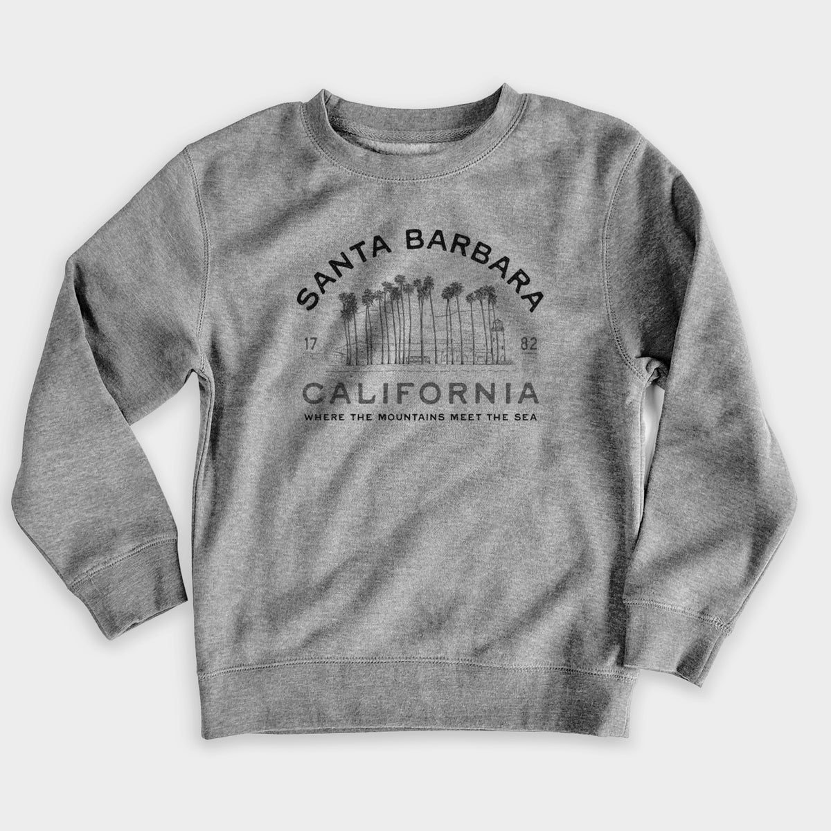 Santa Barbara California - Row of Palms - Youth Lightweight Crewneck Sweatshirt