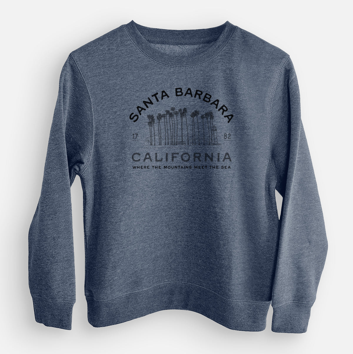 Santa Barbara California - Row of Palms - Youth Lightweight Crewneck Sweatshirt