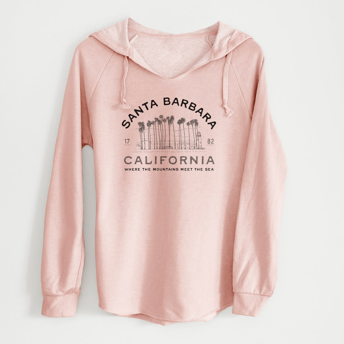 Santa Barbara California - Row of Palms - Cali Wave Hooded Sweatshirt