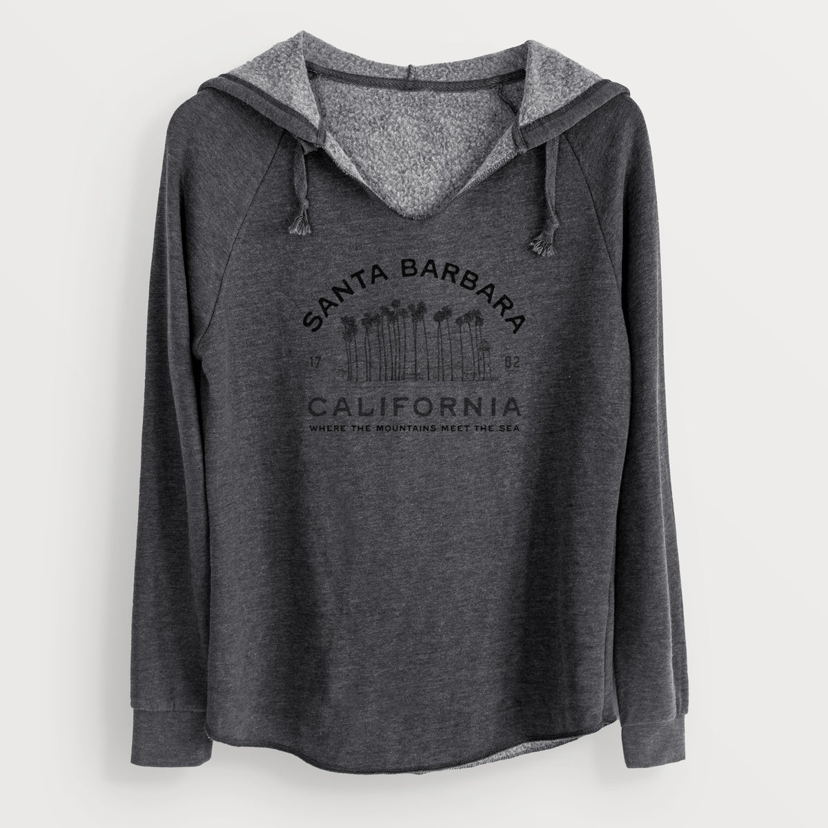 Santa Barbara California - Row of Palms - Cali Wave Hooded Sweatshirt