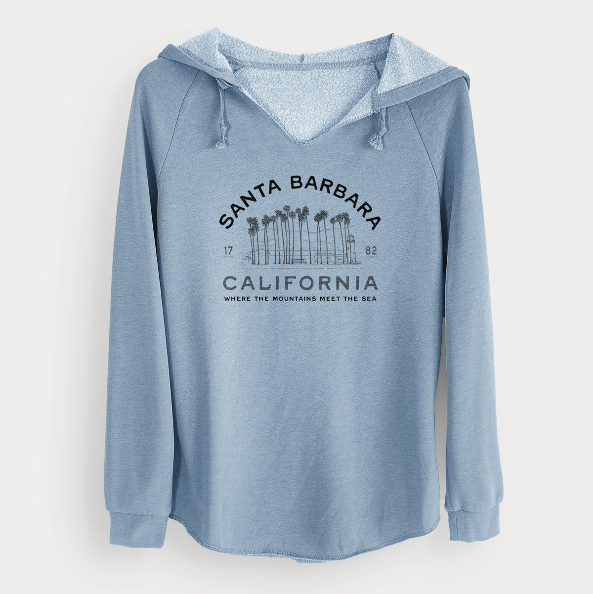 Santa Barbara California - Row of Palms - Cali Wave Hooded Sweatshirt