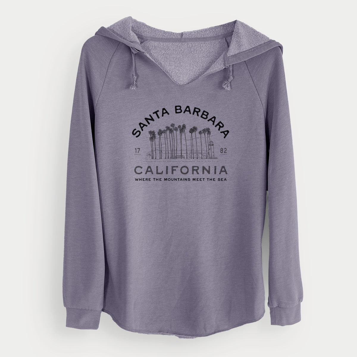 Santa Barbara California - Row of Palms - Cali Wave Hooded Sweatshirt