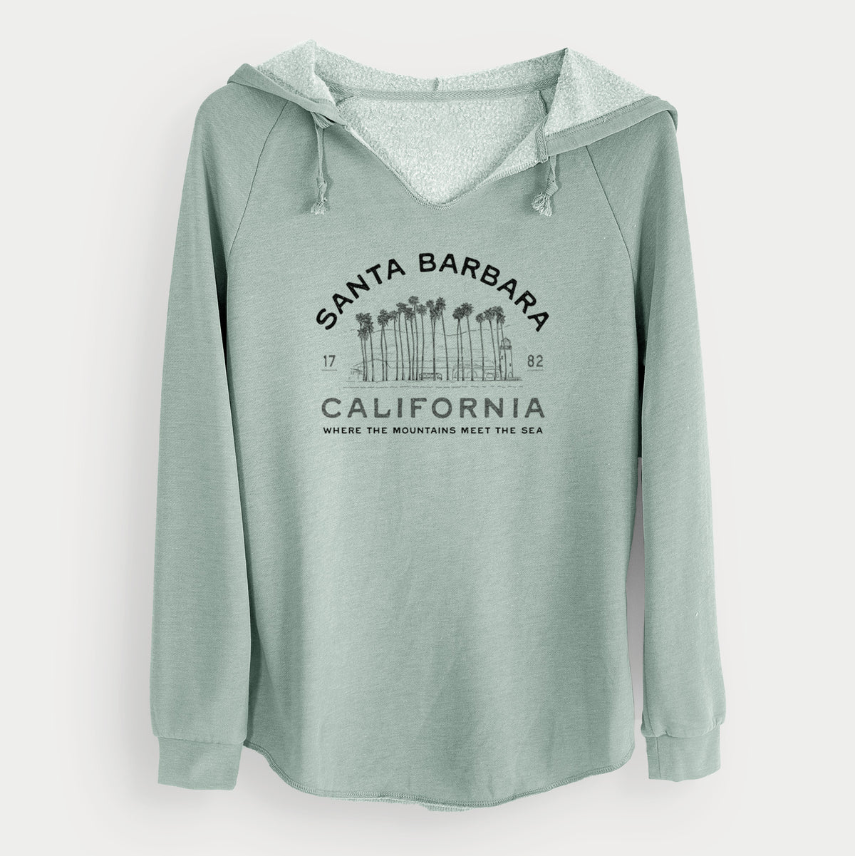 Santa Barbara California - Row of Palms - Cali Wave Hooded Sweatshirt