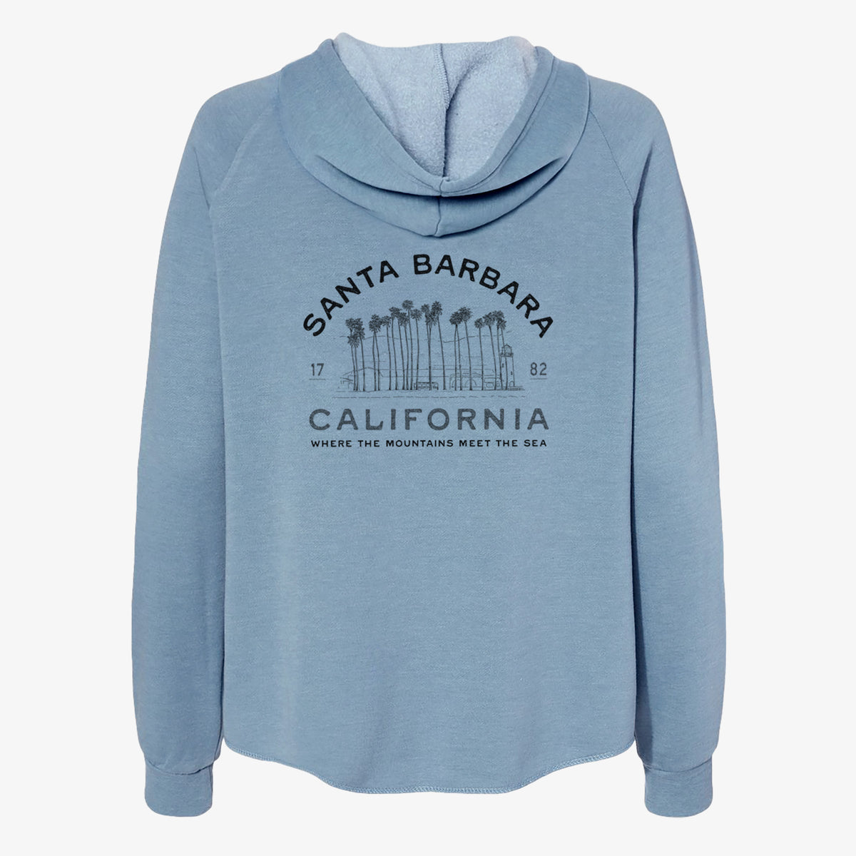 Santa Barbara California - Row of Palms - Women's Cali Wave Zip-Up Sweatshirt