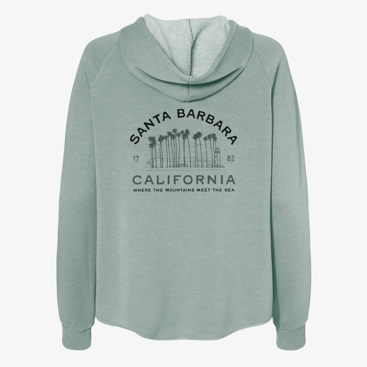 Santa Barbara California - Row of Palms - Women's Cali Wave Zip-Up Sweatshirt
