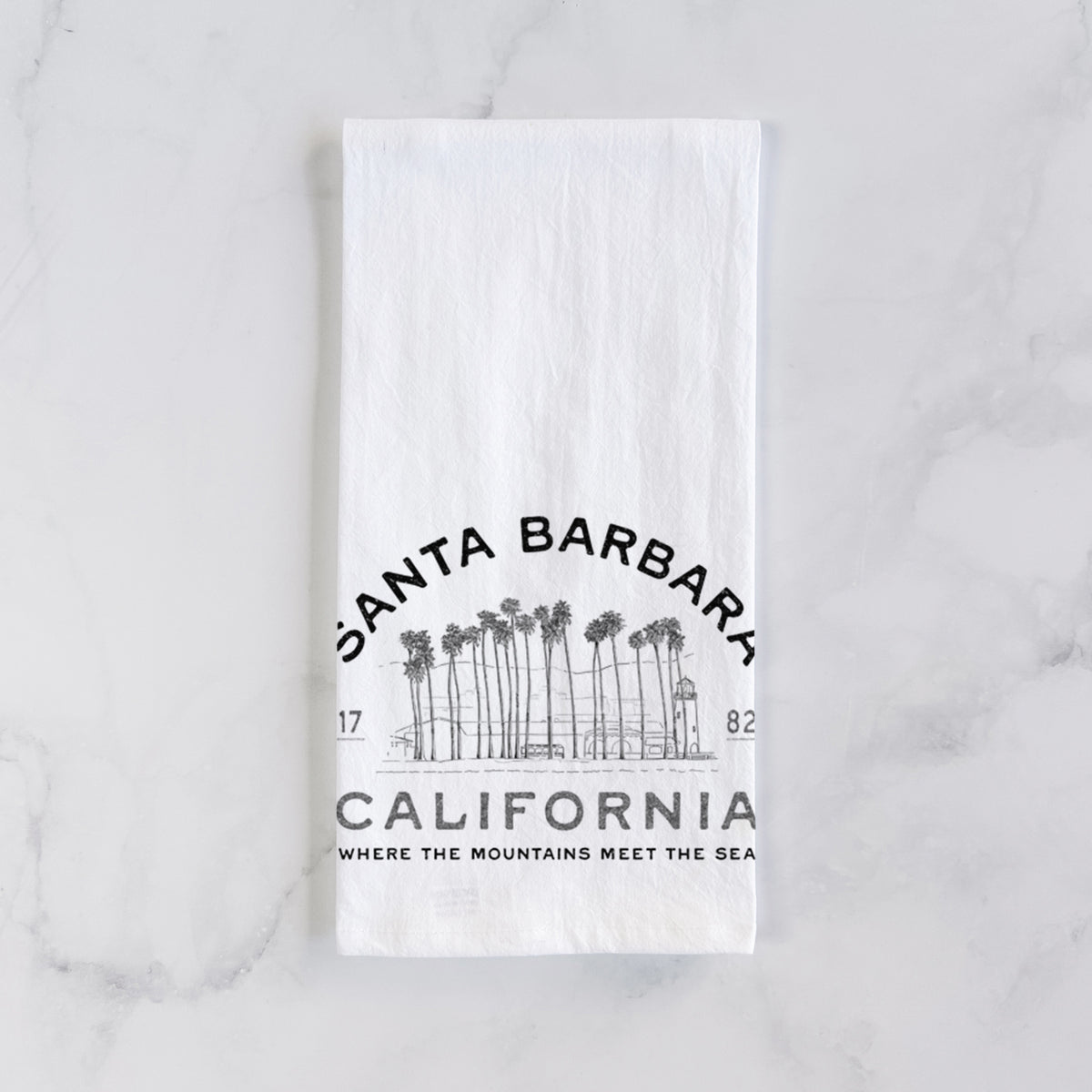 Santa Barbara California - Row of Palms Tea Towel
