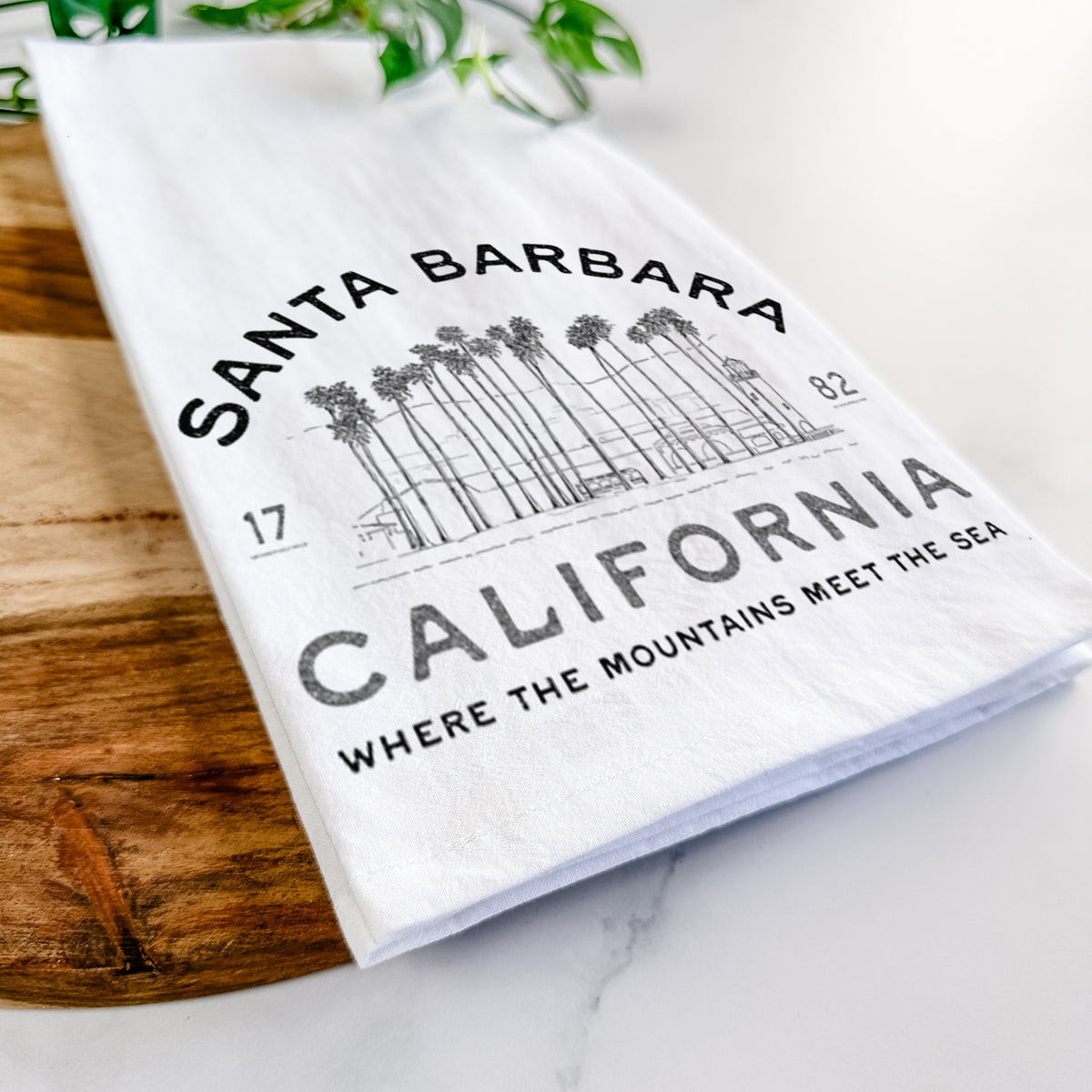 Santa Barbara California - Row of Palms Tea Towel