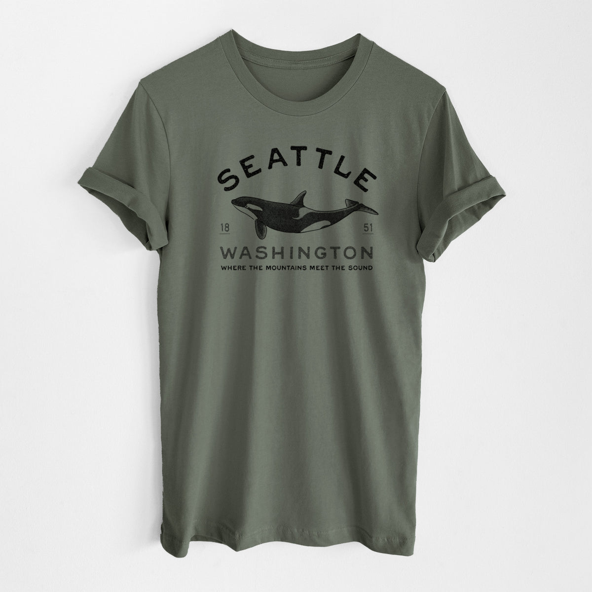 Seattle Washington - Orca - Lightweight 100% Cotton Unisex Crewneck