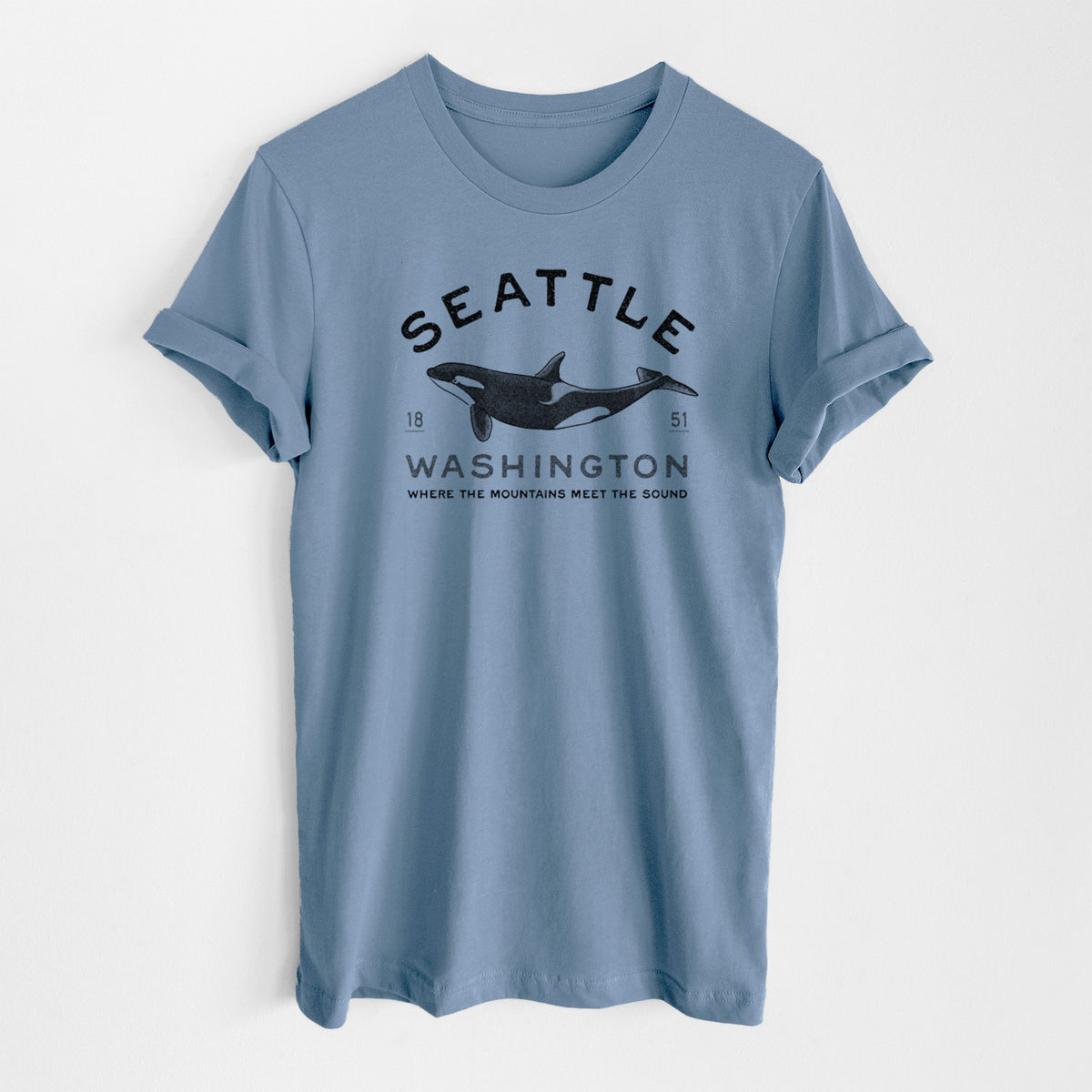 Seattle Washington - Orca - Lightweight 100% Cotton Unisex Crewneck