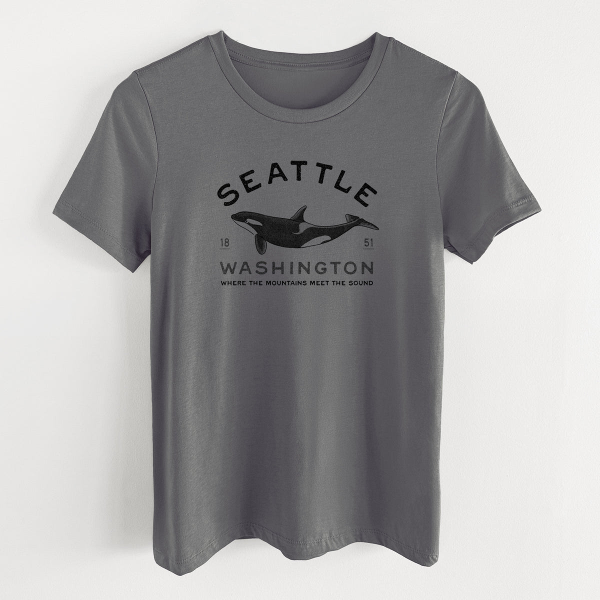 Seattle Washington - Orca - Women's Lightweight Relaxed Fit 100% Cotton Crewneck