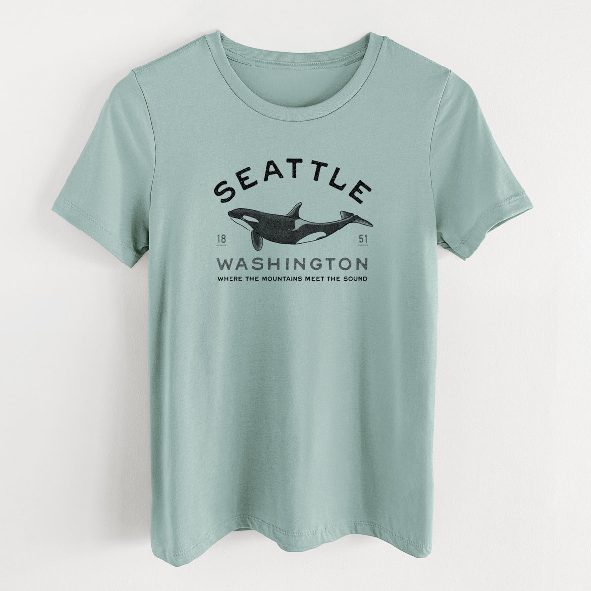Seattle Washington - Orca - Women's Lightweight Relaxed Fit 100% Cotton Crewneck