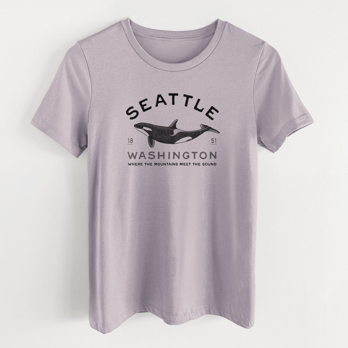 Seattle Washington - Orca - Women's Lightweight Relaxed Fit 100% Cotton Crewneck