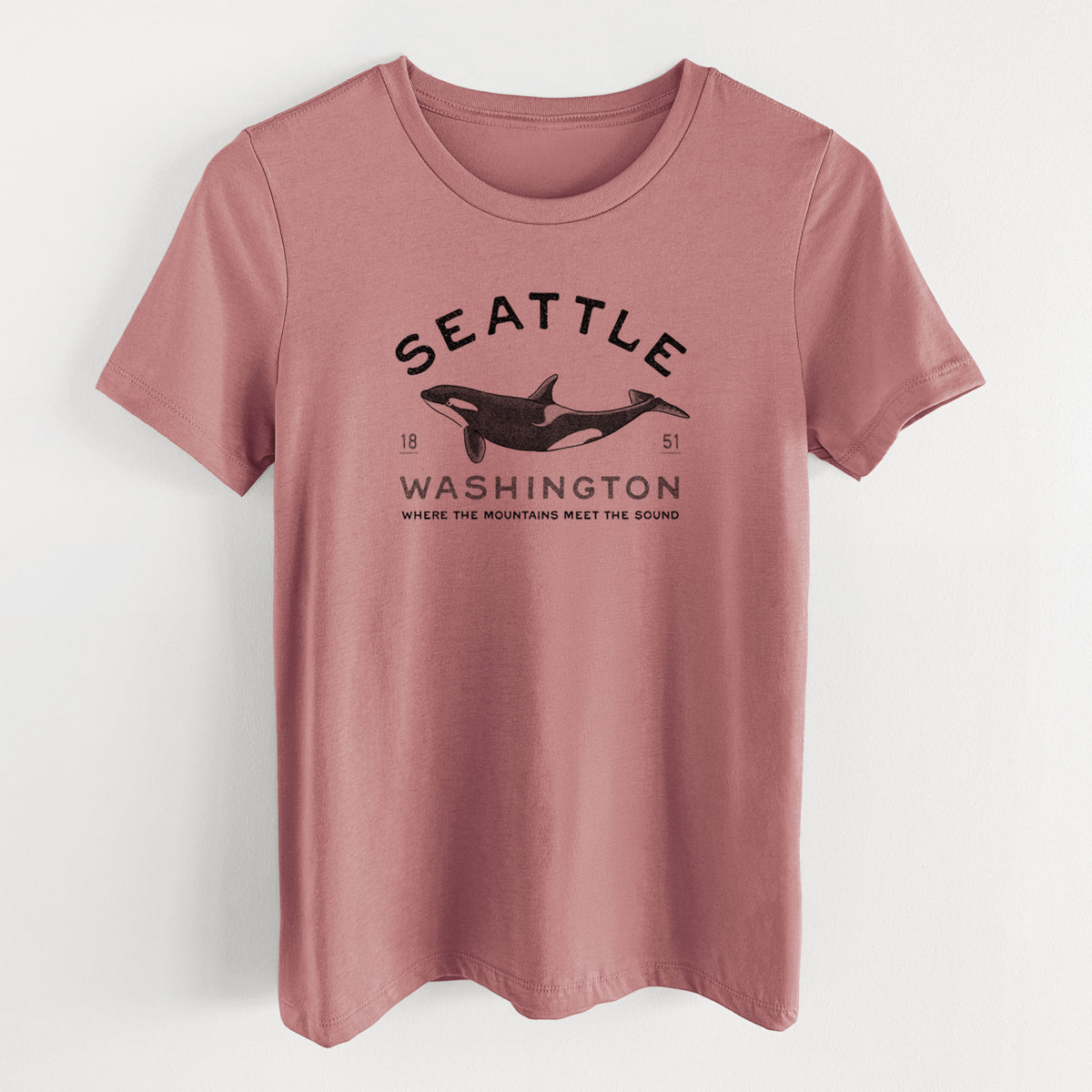 Seattle Washington - Orca - Women's Lightweight Relaxed Fit 100% Cotton Crewneck