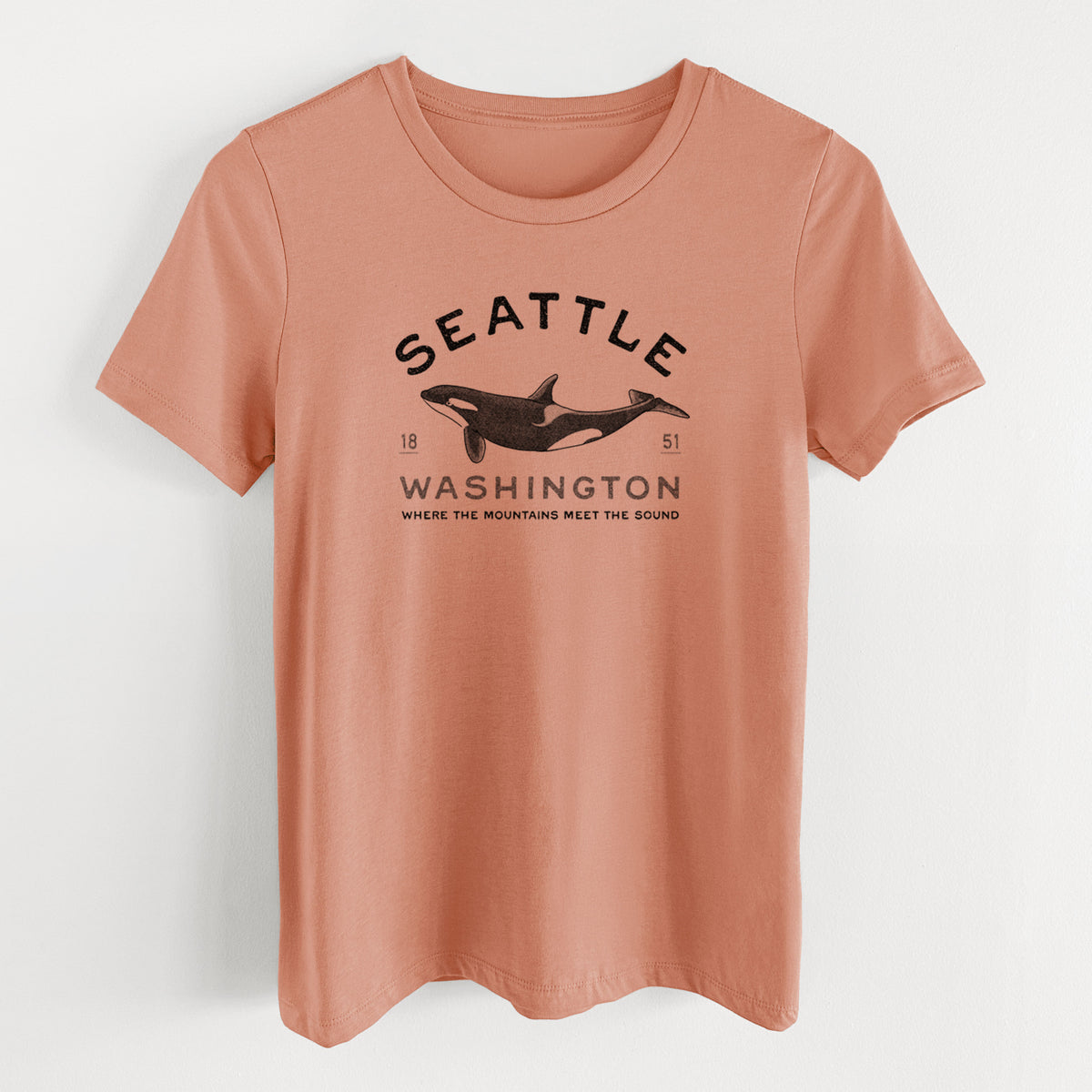 Seattle Washington - Orca - Women's Lightweight Relaxed Fit 100% Cotton Crewneck