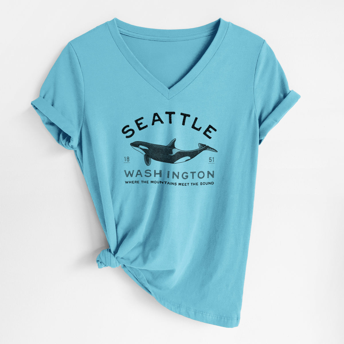 Seattle Washington - Orca - Women's Lightweight Relaxed Fit 100% Cotton V-neck