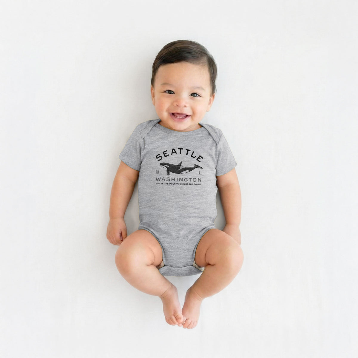 Seattle Washington - Orca - Baby Fine Jersey Bodysuit