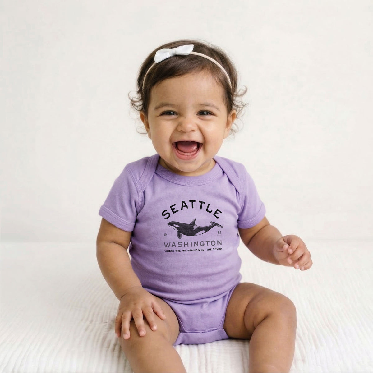 Seattle Washington - Orca - Baby Fine Jersey Bodysuit