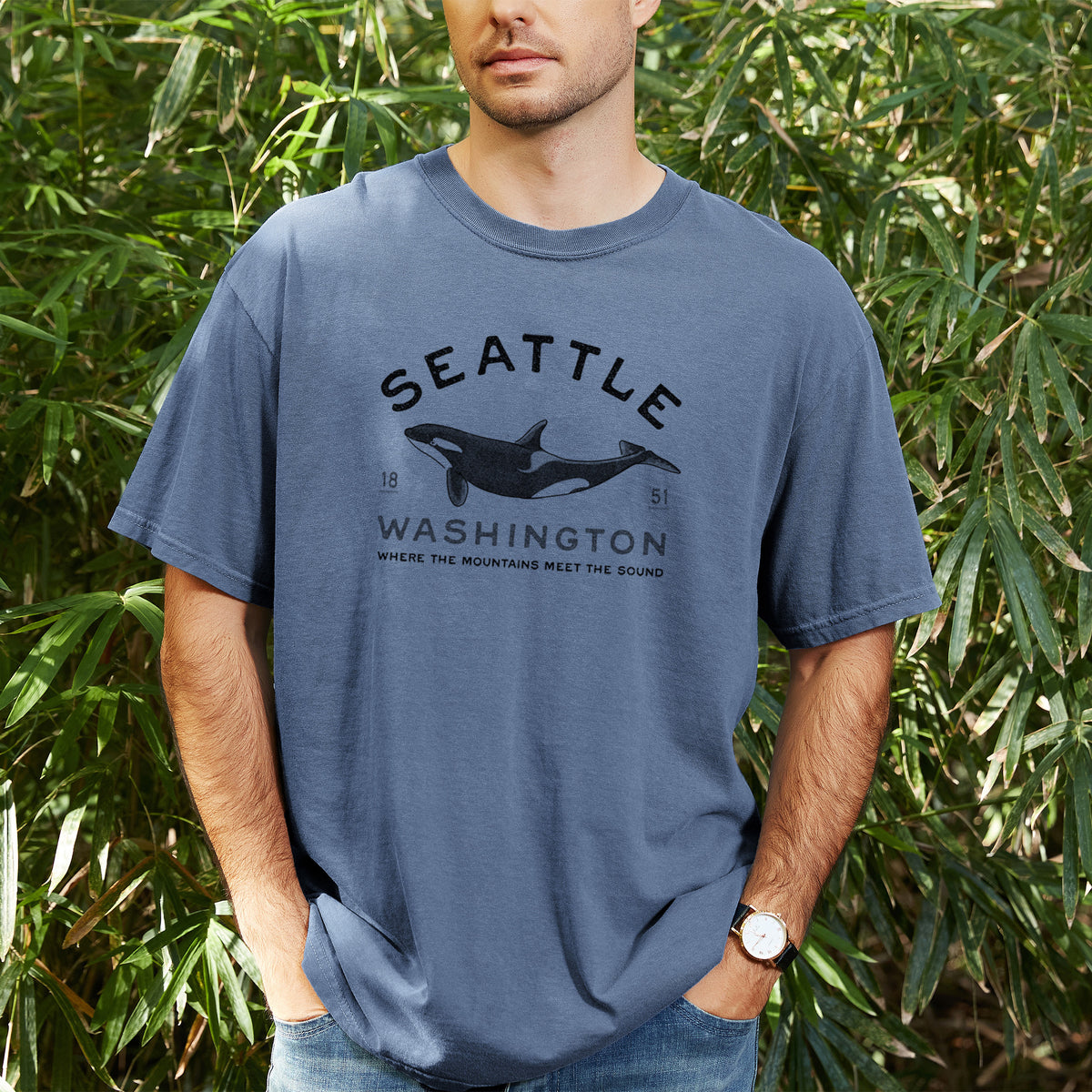 Seattle Washington - Orca - Unisex Comfort Colors Garment-Dyed Heavyweight T-shirt