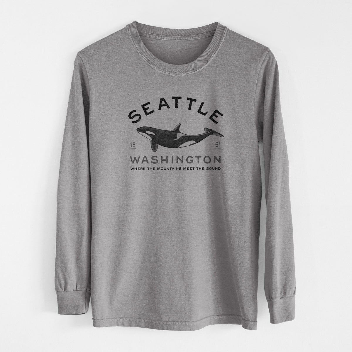 Seattle Washington - Orca - Unisex Comfort Colors 100% Cotton Long Sleeve