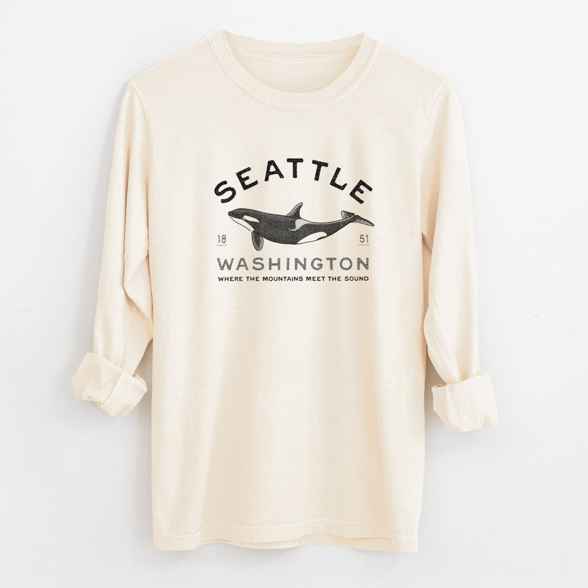 Seattle Washington - Orca - Unisex Comfort Colors 100% Cotton Long Sleeve
