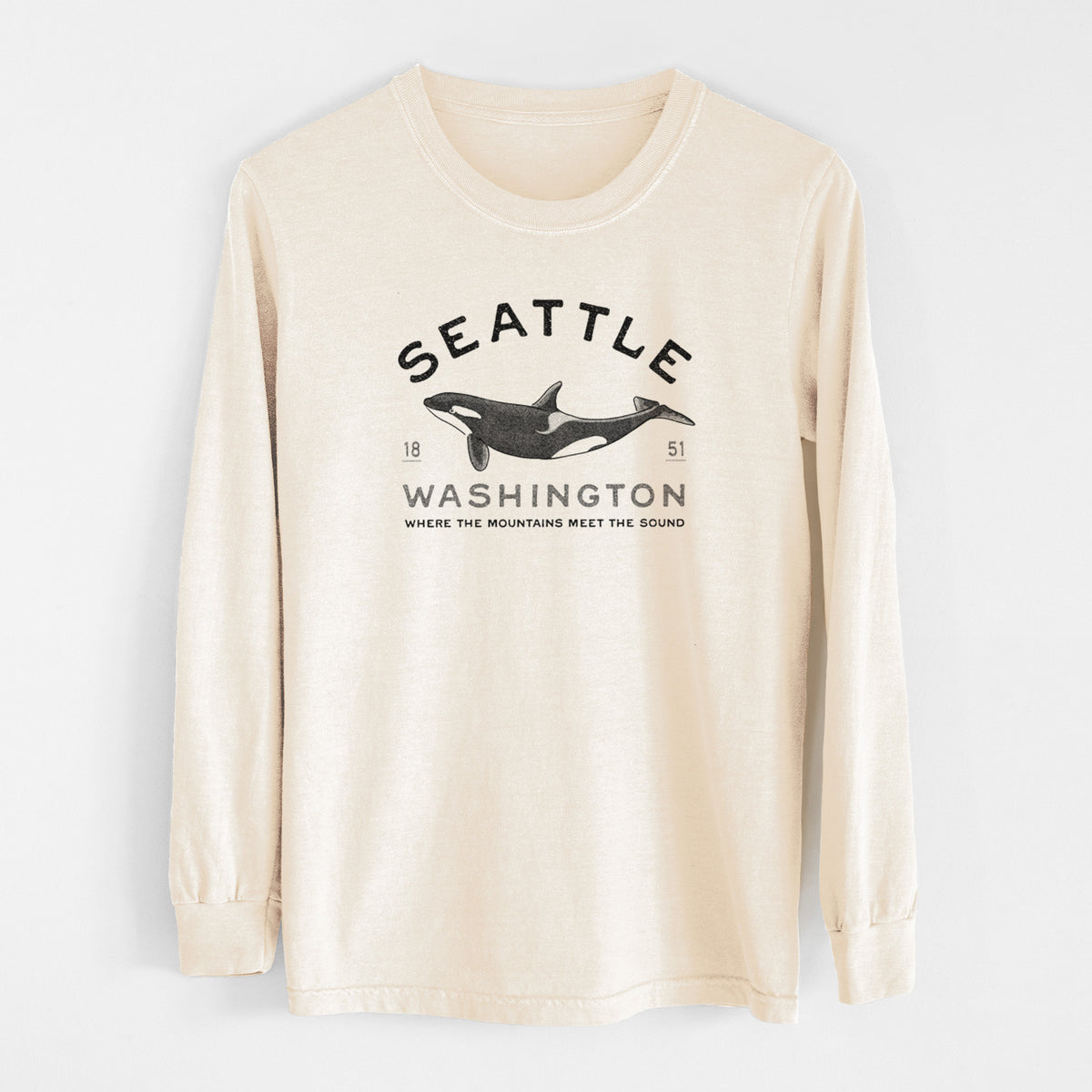 Seattle Washington - Orca - Unisex Comfort Colors 100% Cotton Long Sleeve