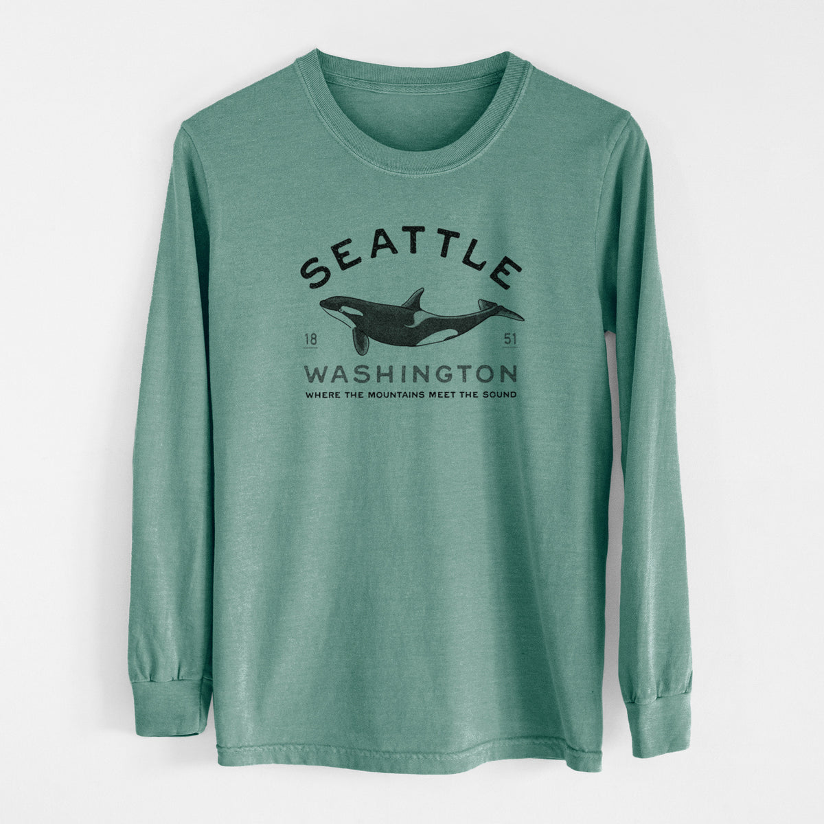 Seattle Washington - Orca - Unisex Comfort Colors 100% Cotton Long Sleeve
