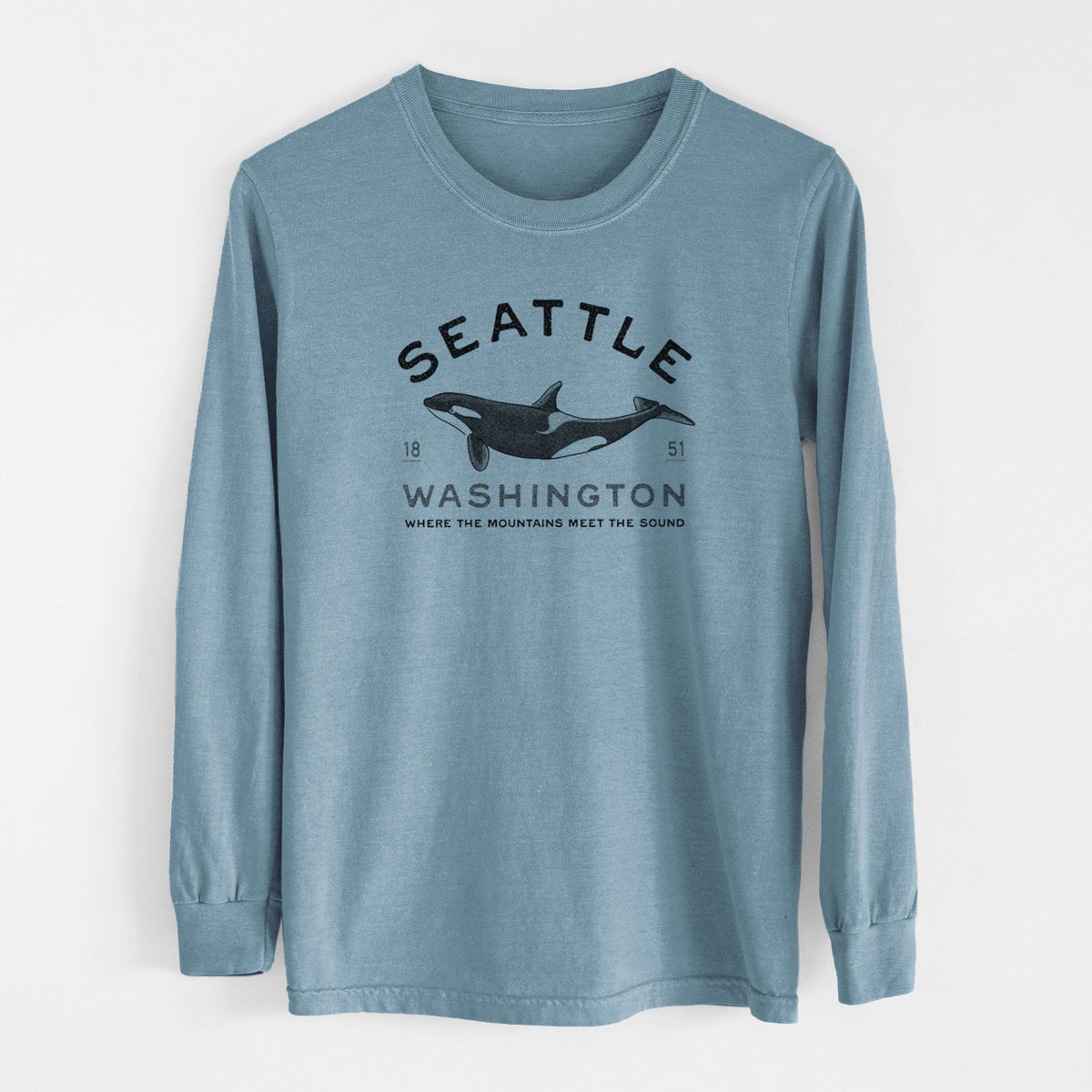 Seattle Washington - Orca - Unisex Comfort Colors 100% Cotton Long Sleeve