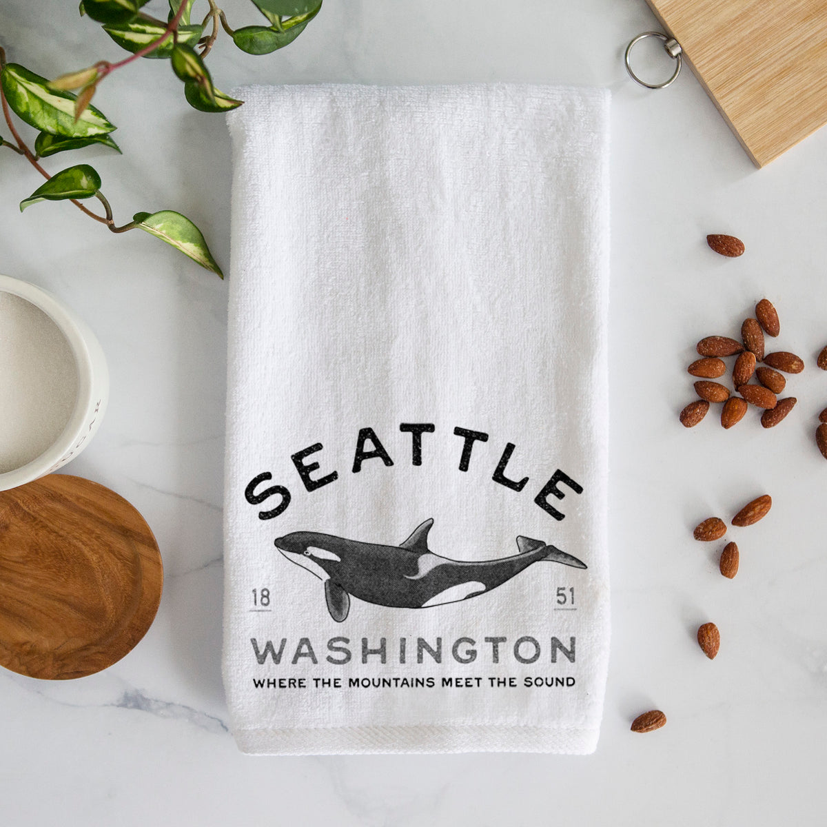 Seattle Washington - Orca Premium Decorative Hand Towel