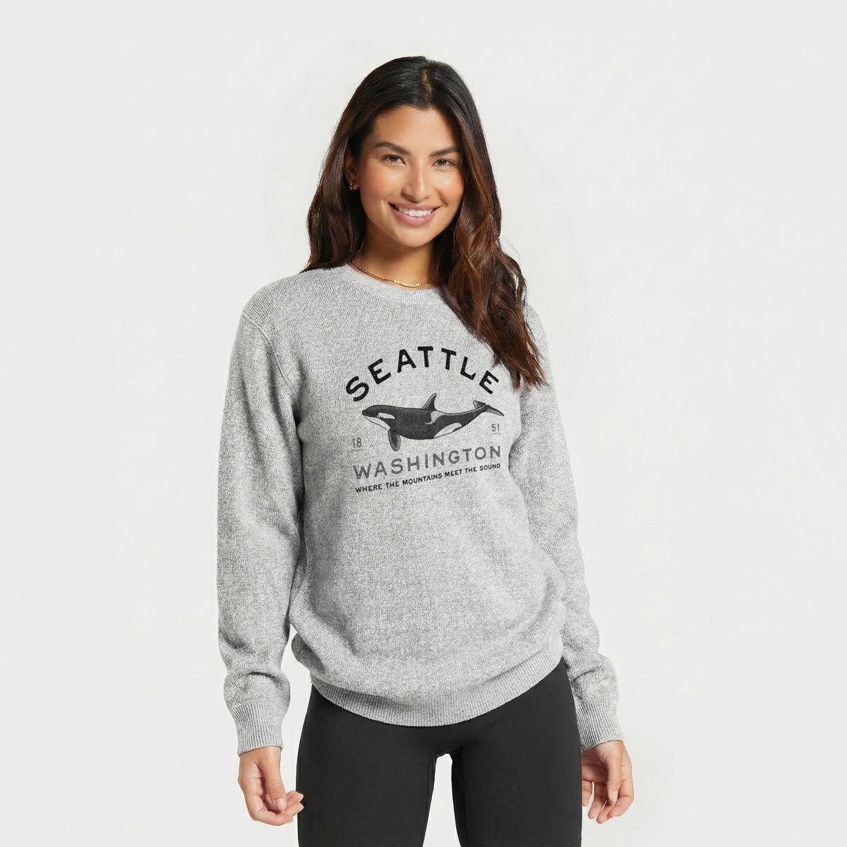 Seattle Washington - Orca - Knit Sweatshirt