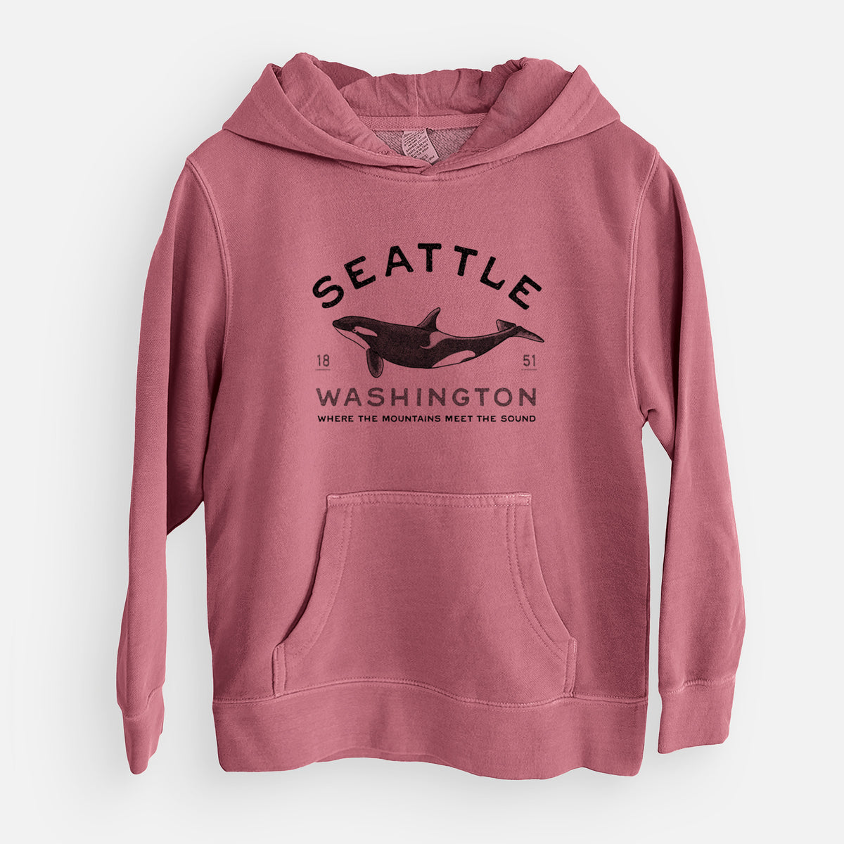 Seattle Washington - Orca - Youth Pigment Dyed Hoodie