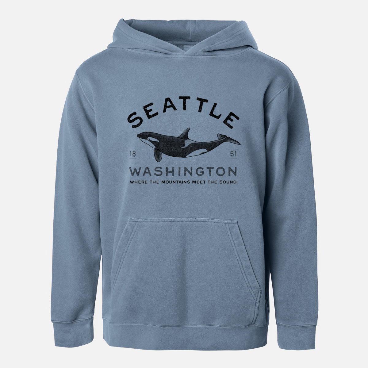 Seattle Washington - Orca - Youth Pigment Dyed Hoodie
