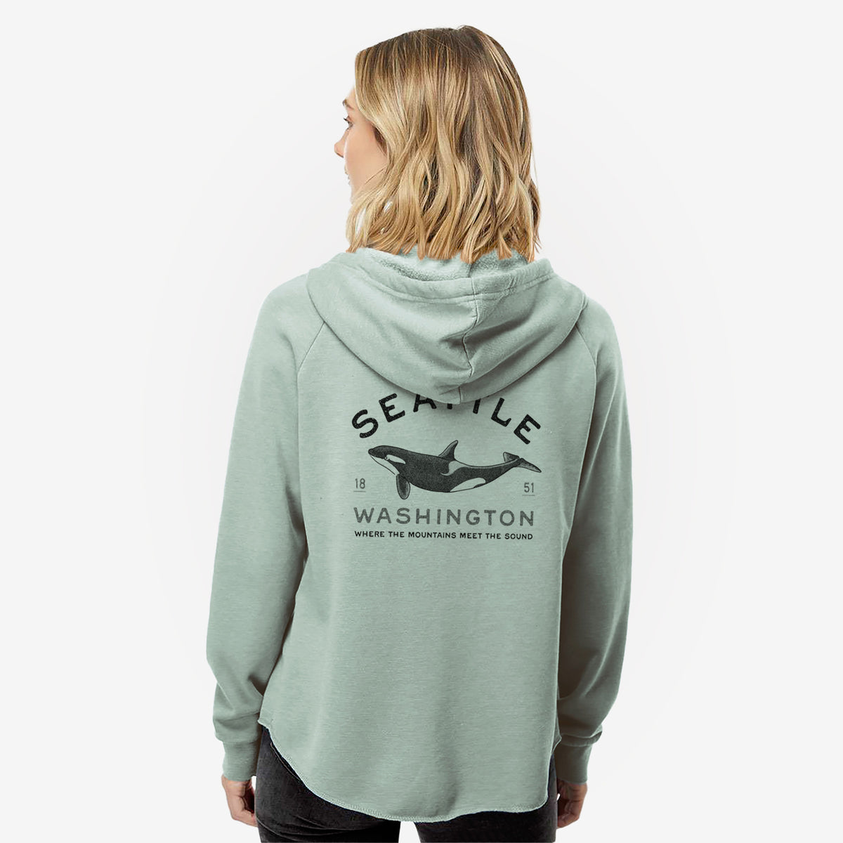Seattle Washington - Orca - Women's Cali Wave Zip-Up Sweatshirt