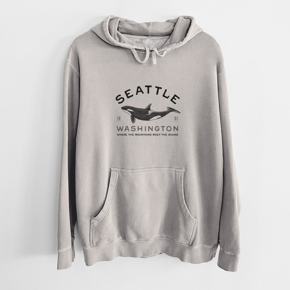 Seattle Washington - Orca - Unisex Pigment Dyed Hoodie