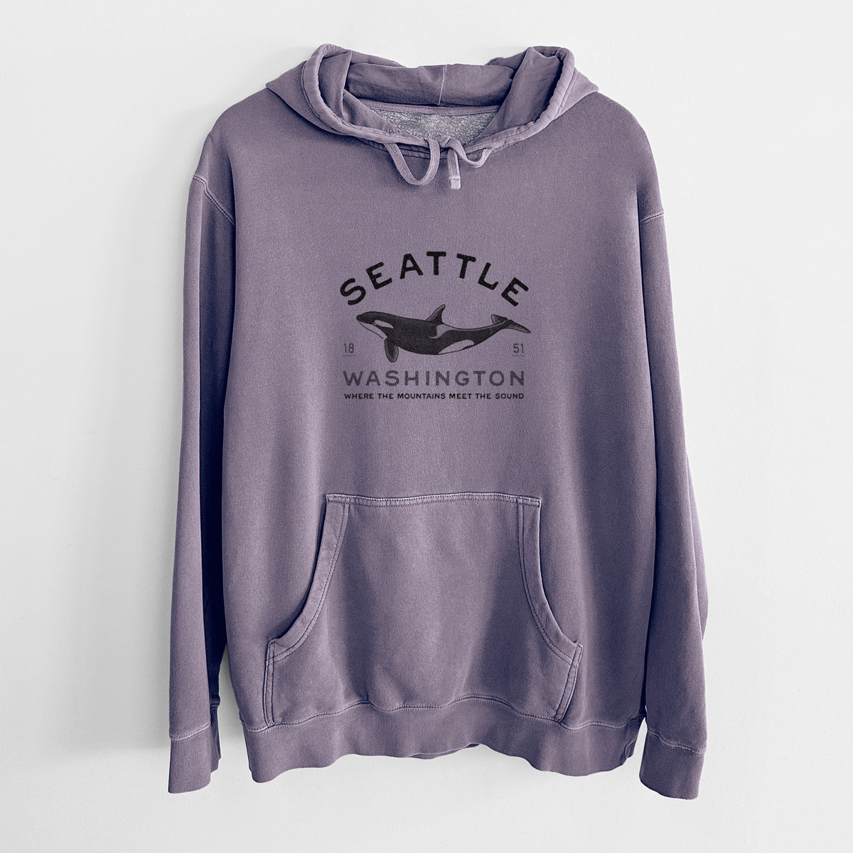 Seattle Washington - Orca - Unisex Pigment Dyed Hoodie