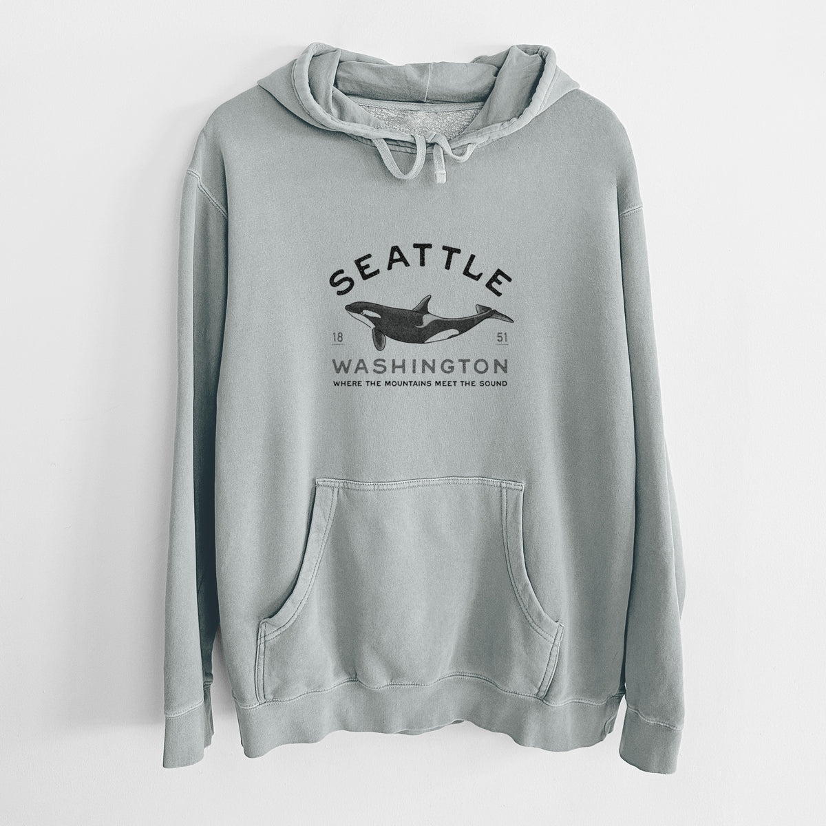 Seattle Washington - Orca - Unisex Pigment Dyed Hoodie