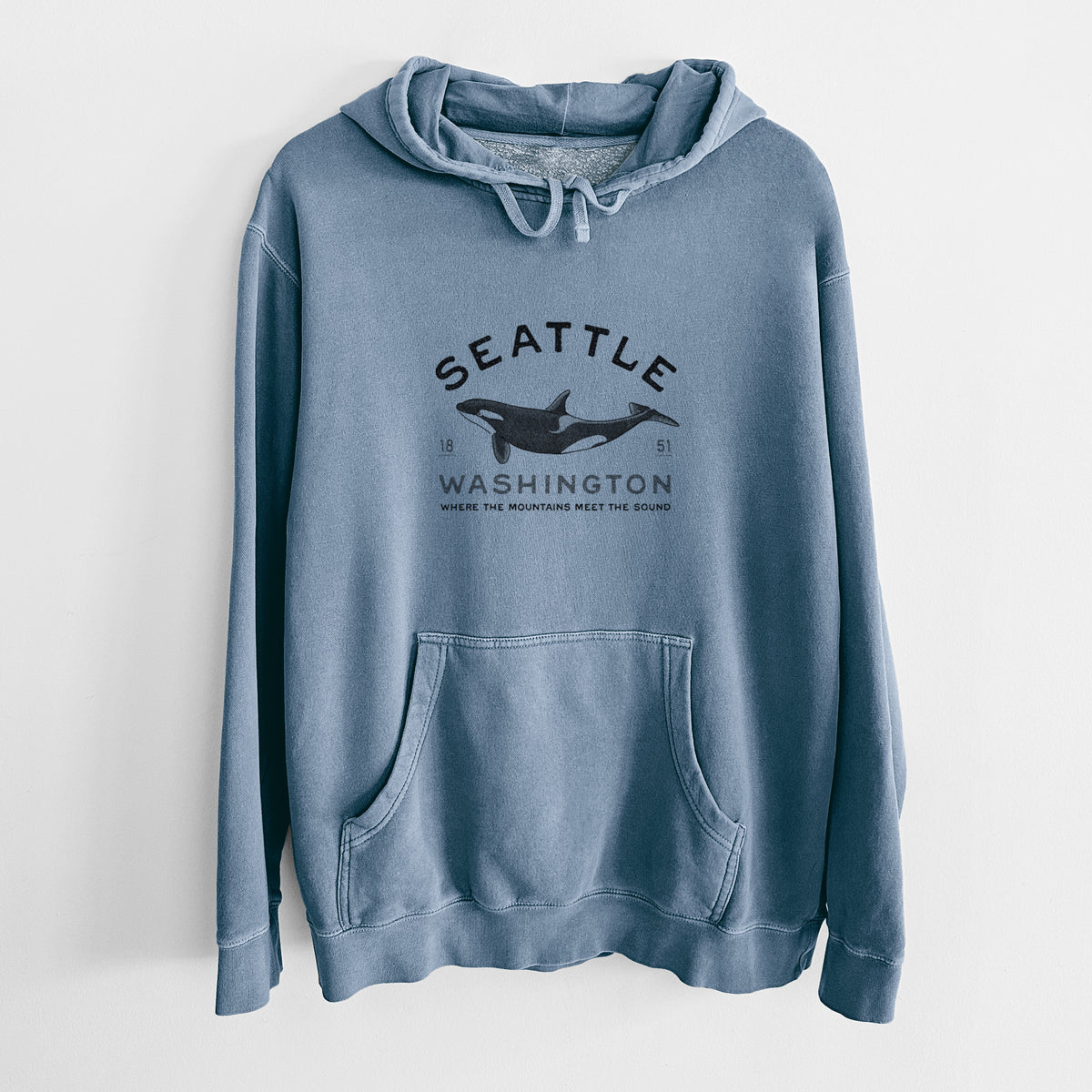 Seattle Washington - Orca - Unisex Pigment Dyed Hoodie