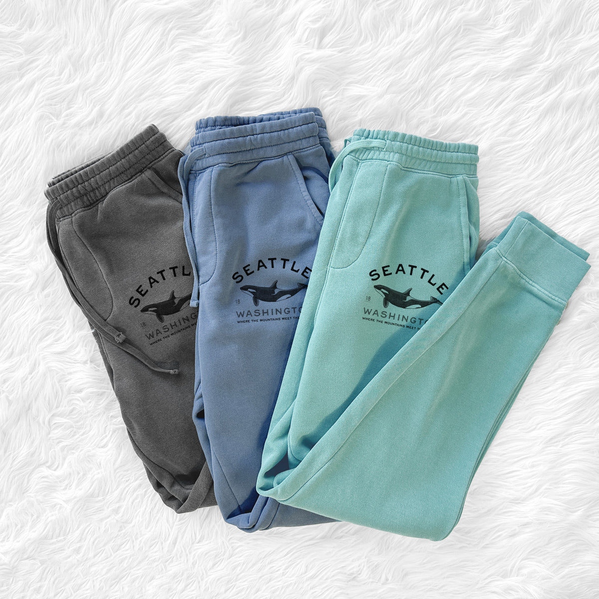 Seattle Washington - Orca - Unisex Pigment Dyed Sweatpants