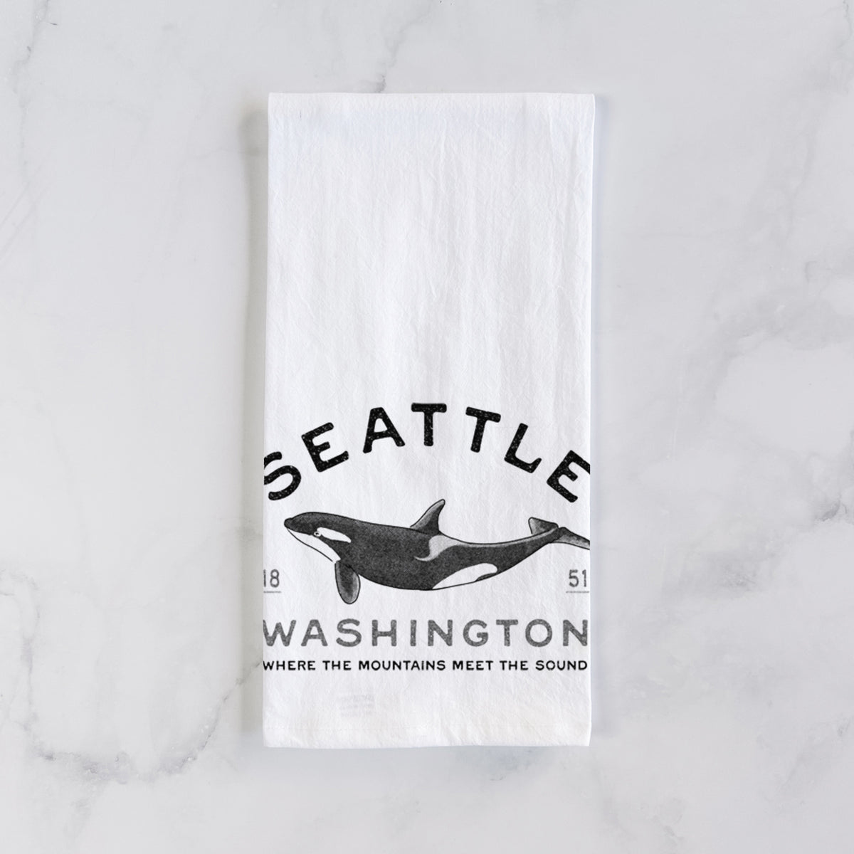 Seattle Washington - Orca Tea Towel