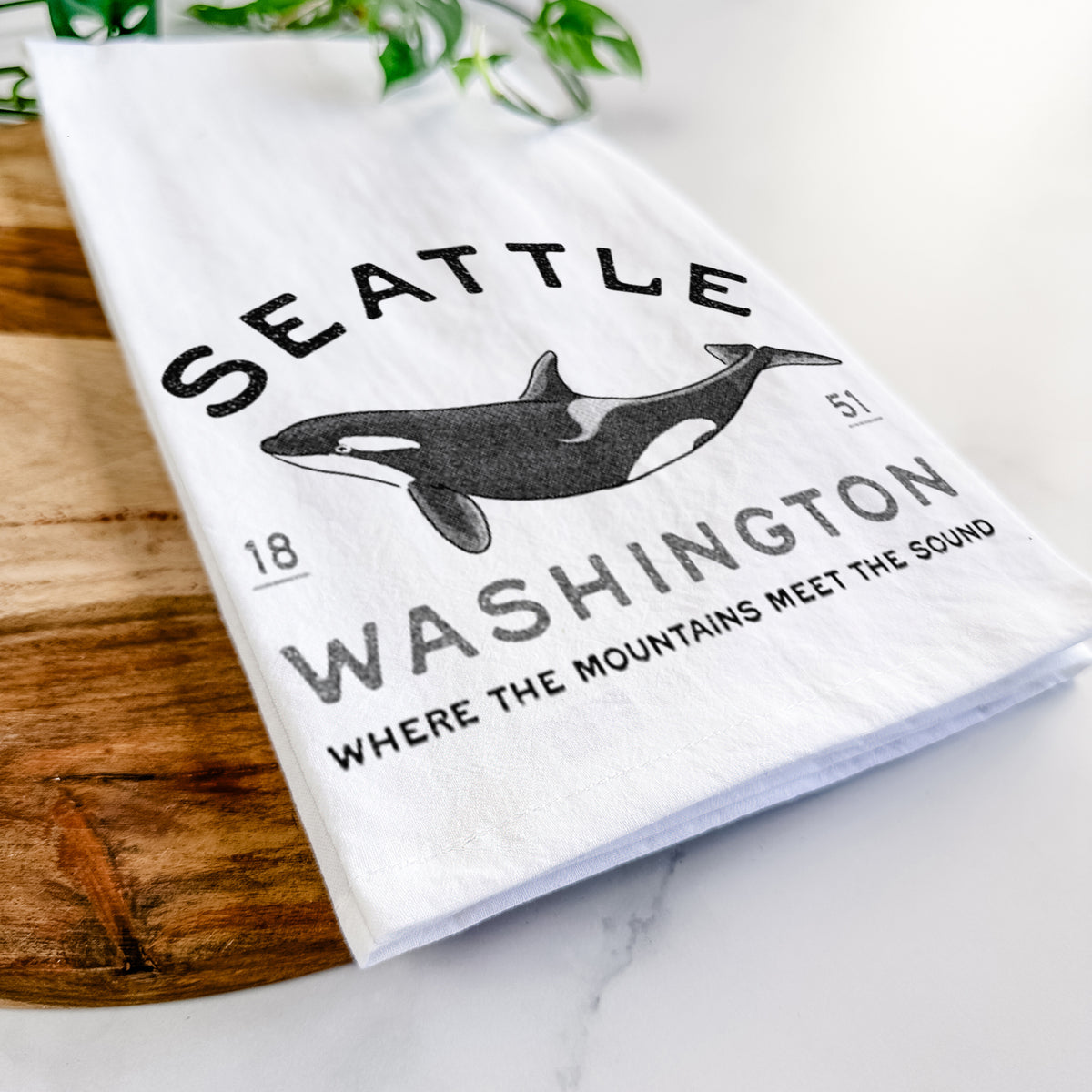 Seattle Washington - Orca Tea Towel