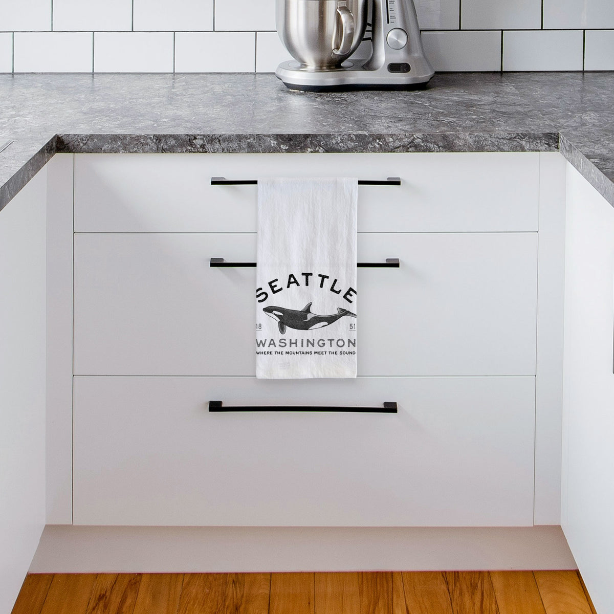 Seattle Washington - Orca Tea Towel