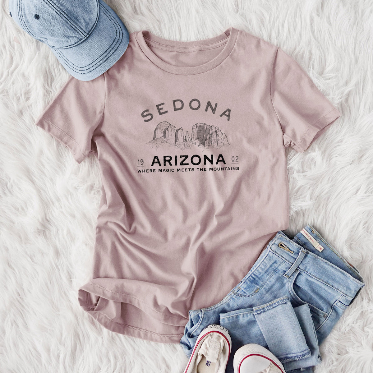 Sedona Arizona Cathedral Rock - Women's Lightweight Relaxed Fit 100% Cotton Crewneck