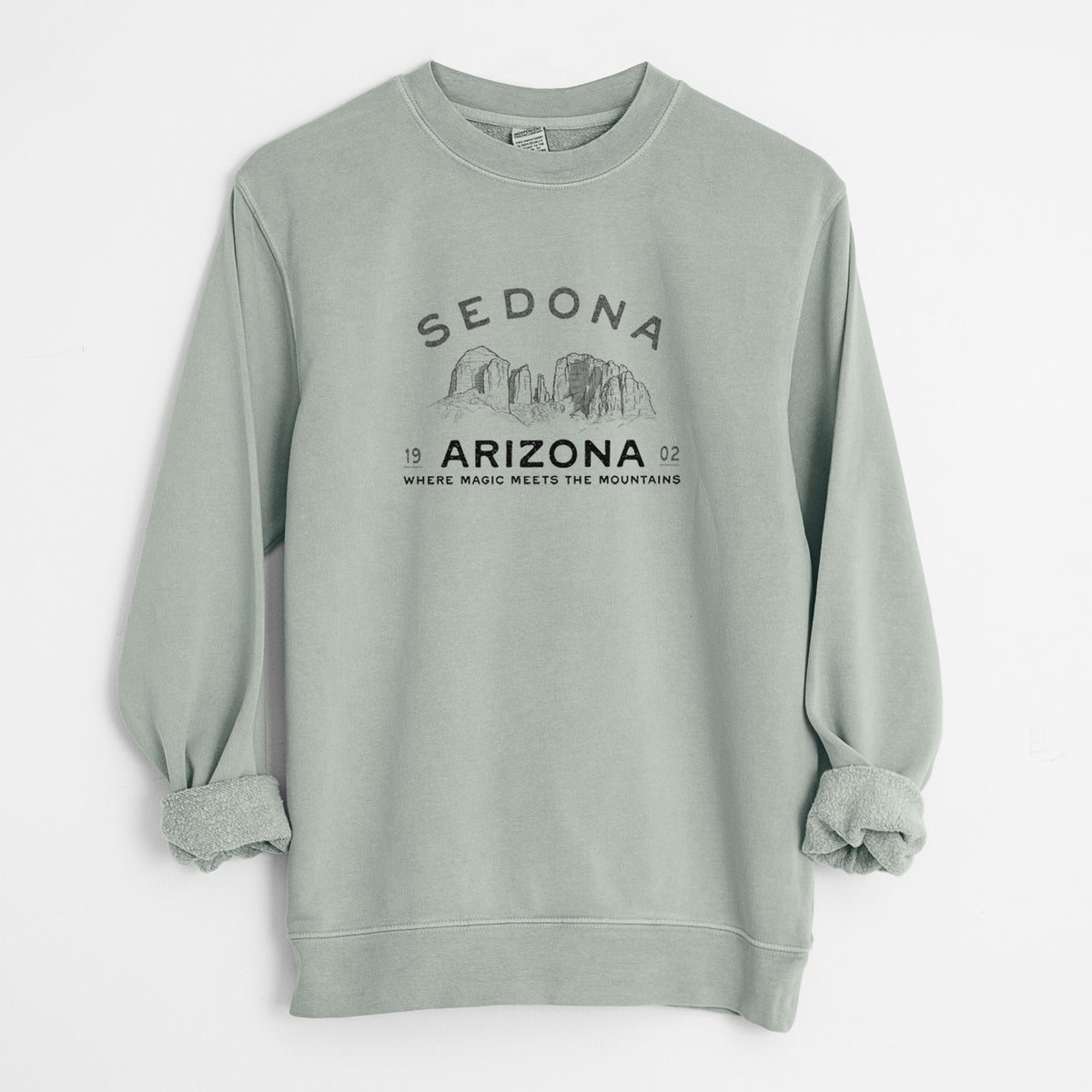 Sedona Arizona Cathedral Rock - Unisex Pigment Dyed Crew Sweatshirt