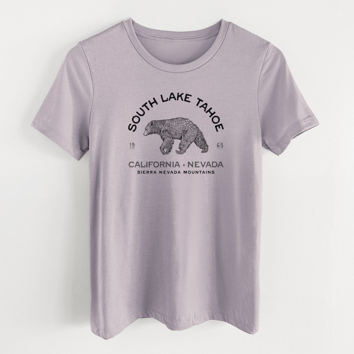 South Lake Tahoe Black Bear - Women&#39;s Lightweight Relaxed Fit 100% Cotton Crewneck