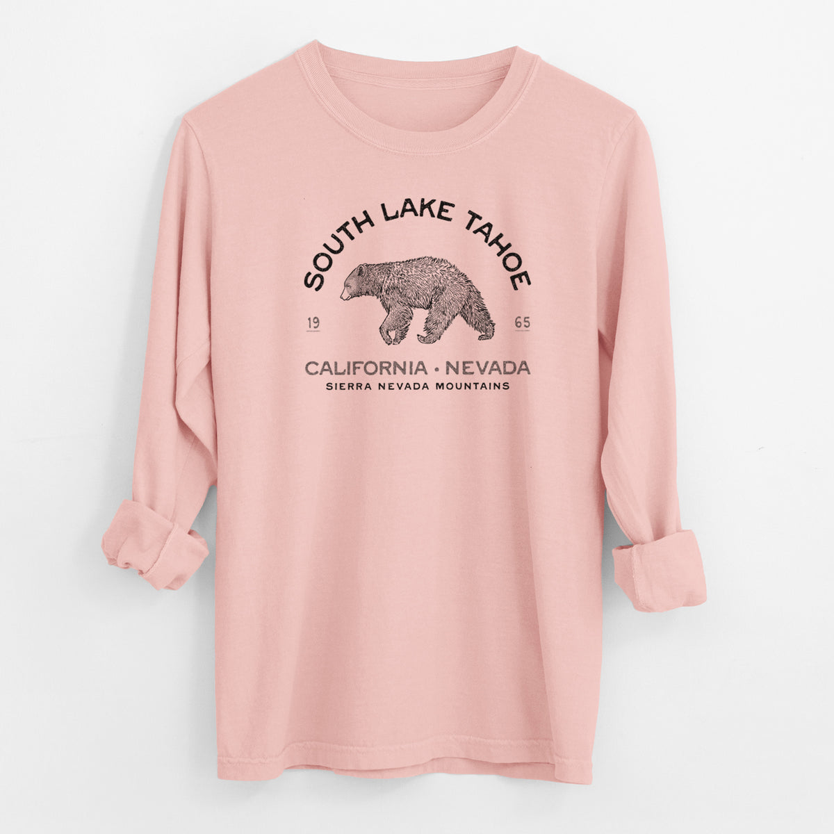 South Lake Tahoe Black Bear - Men&#39;s Heavyweight 100% Cotton Long Sleeve