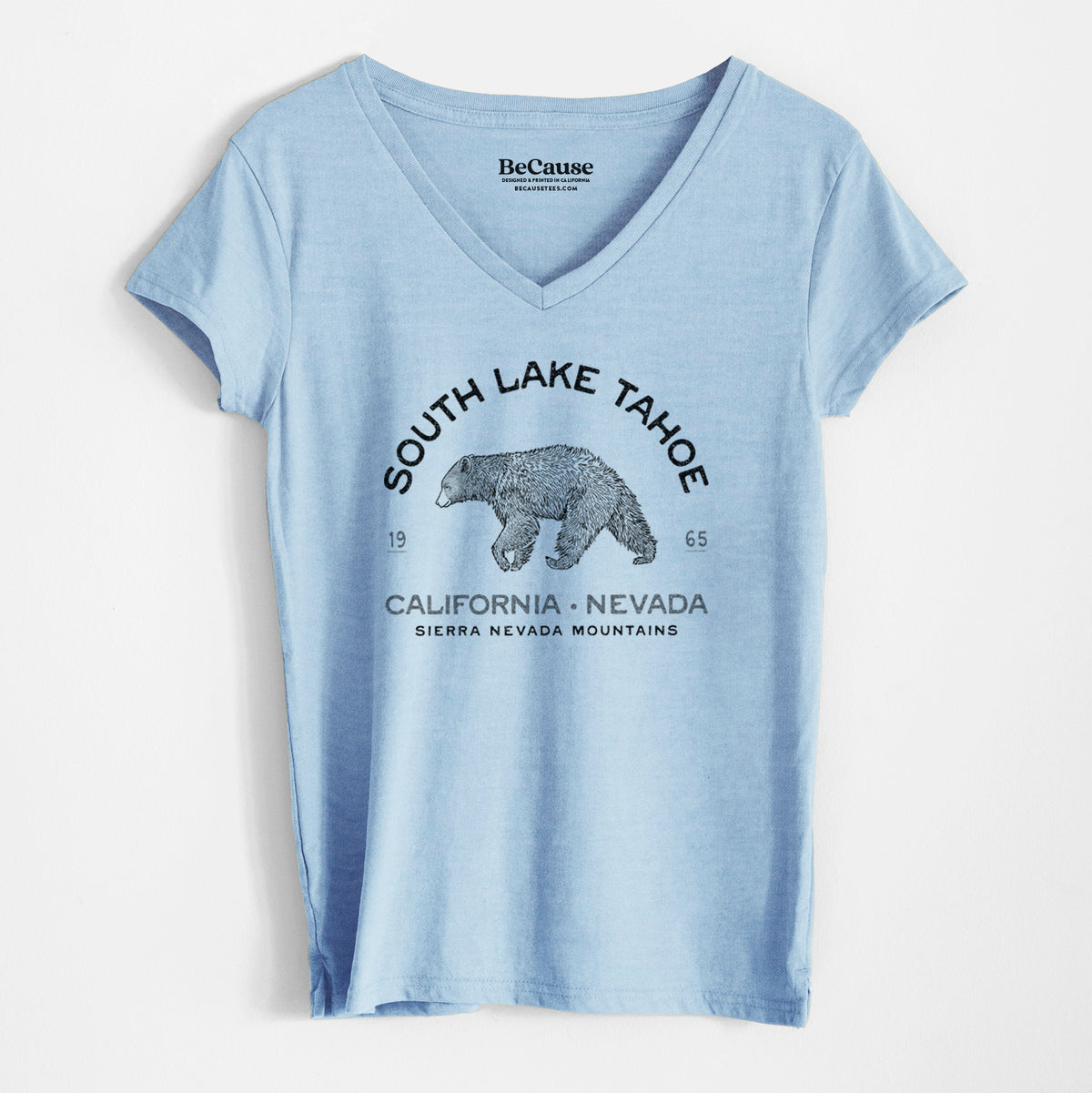 South Lake Tahoe Black Bear - Women&#39;s 100% Recycled V-neck