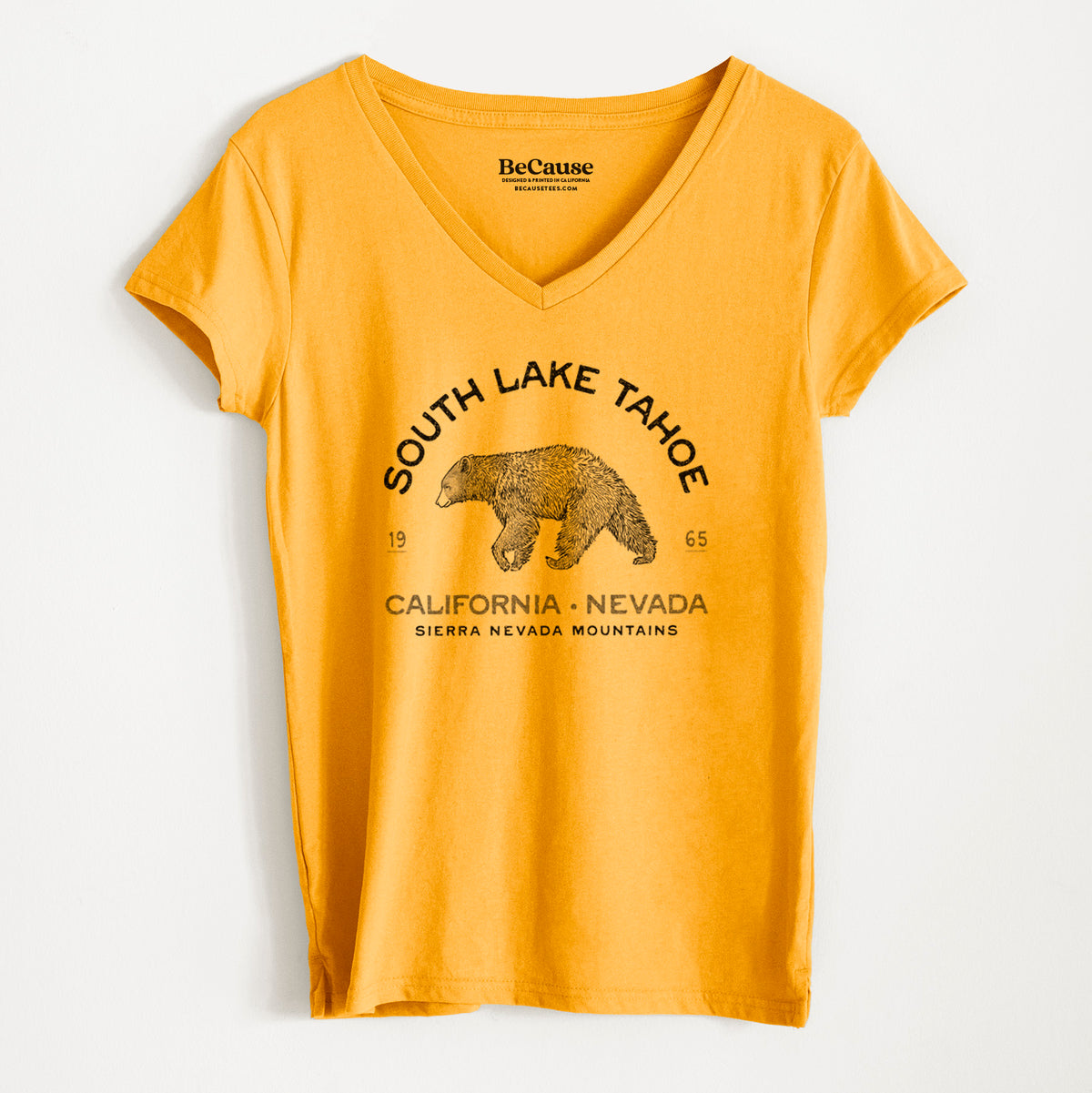 South Lake Tahoe Black Bear - Women&#39;s 100% Recycled V-neck